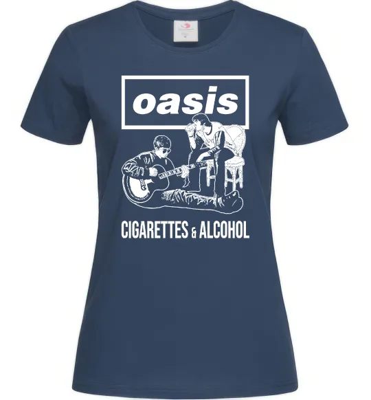 Жіноча футболка Oasis cigarettes and alcohol Темно-синій фото