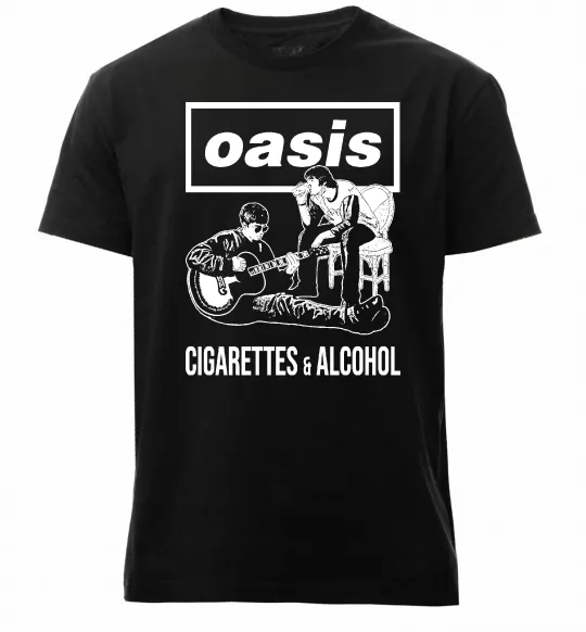 Чоловіча преміум футболка Oasis cigarettes and alcohol Чорний фото