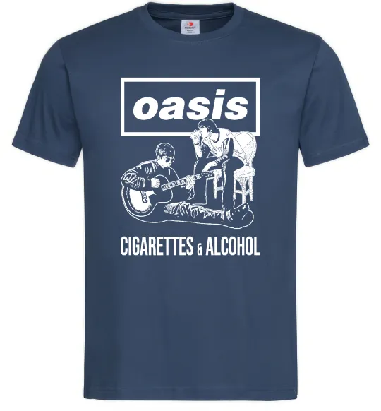 Чоловіча футболка Oasis cigarettes and alcohol Темно-синій фото