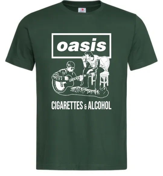 Чоловіча футболка Oasis cigarettes and alcohol Темно-зелений фото
