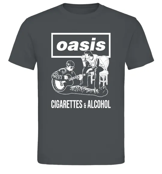 Чоловіча футболка Oasis cigarettes and alcohol Графіт фото