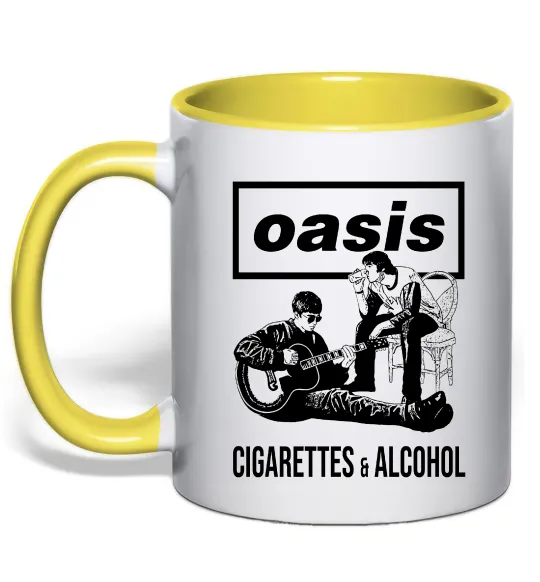 Чашка с цветной ручкой Oasis cigarettes and alcohol Солнечно желтый фото