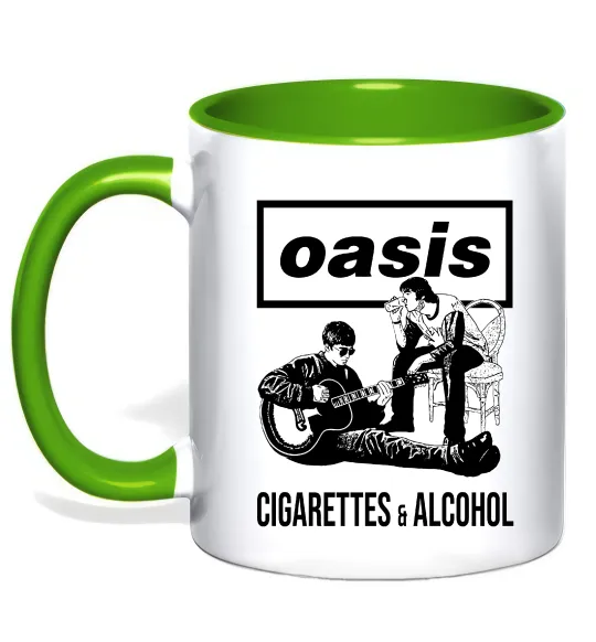 Чашка с цветной ручкой Oasis cigarettes and alcohol Лаймовый фото