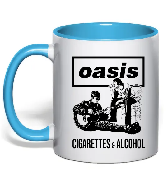 Чашка с цветной ручкой Oasis cigarettes and alcohol Голубой фото