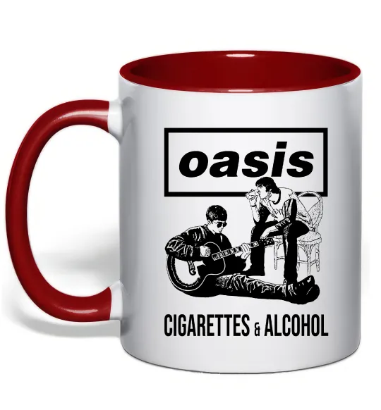 Чашка с цветной ручкой Oasis cigarettes and alcohol Красный фото