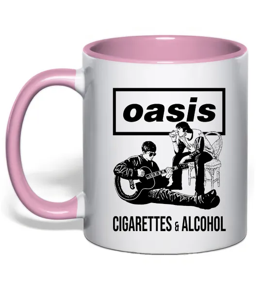 Чашка с цветной ручкой Oasis cigarettes and alcohol Нежно розовый фото