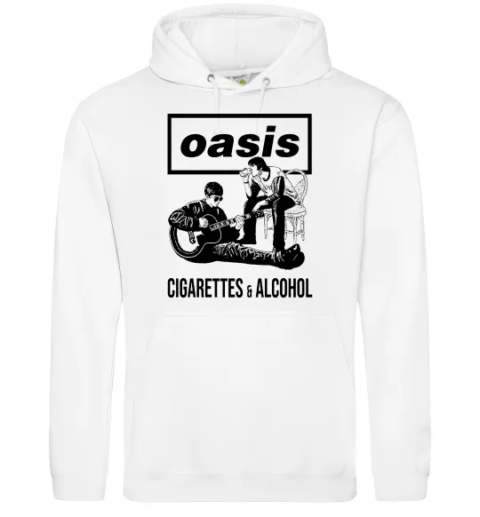 Мужская толстовка (худи) Oasis cigarettes and alcohol Белый фото