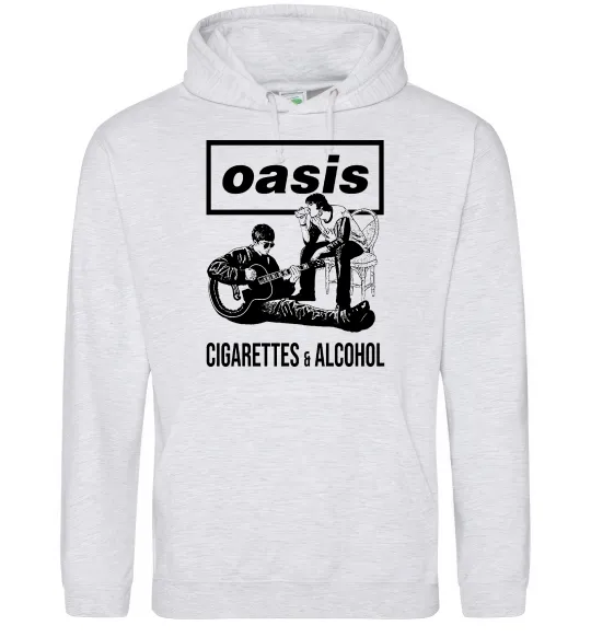 Мужская толстовка (худи) Oasis cigarettes and alcohol Серый меланж фото