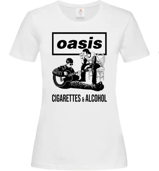 Жіноча футболка Oasis cigarettes and alcohol Білий фото