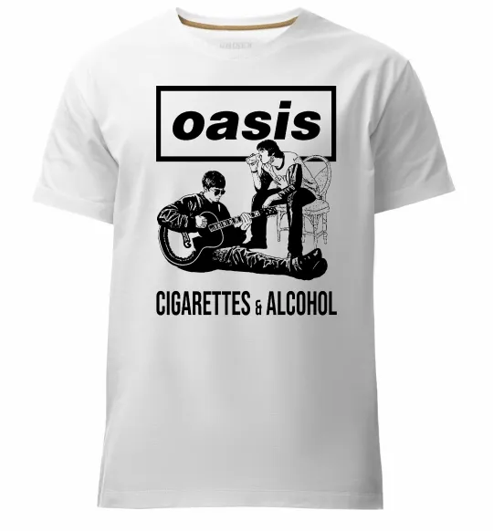 Чоловіча преміум футболка Oasis cigarettes and alcohol Білий фото