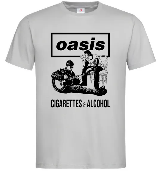Чоловіча футболка Oasis cigarettes and alcohol Сірий фото