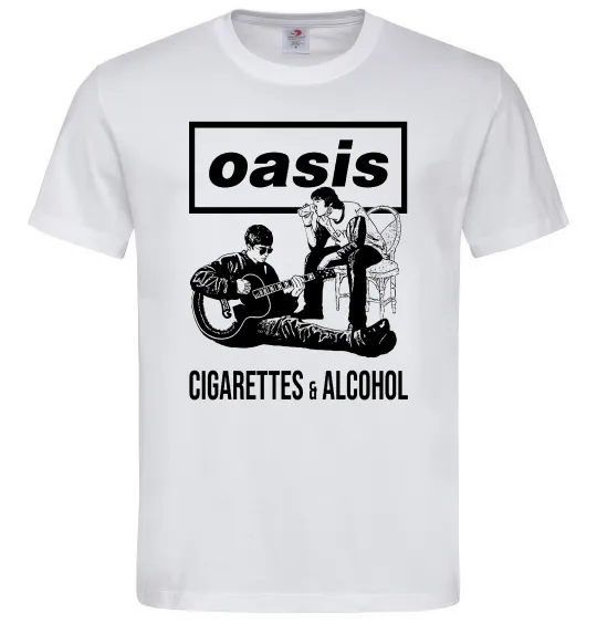 Чоловіча футболка Oasis cigarettes and alcohol Білий фото