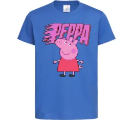 Детская футболка Peppa вогняний напис, колір - яскраво-синій, розмір - XL Ярко-синий фото