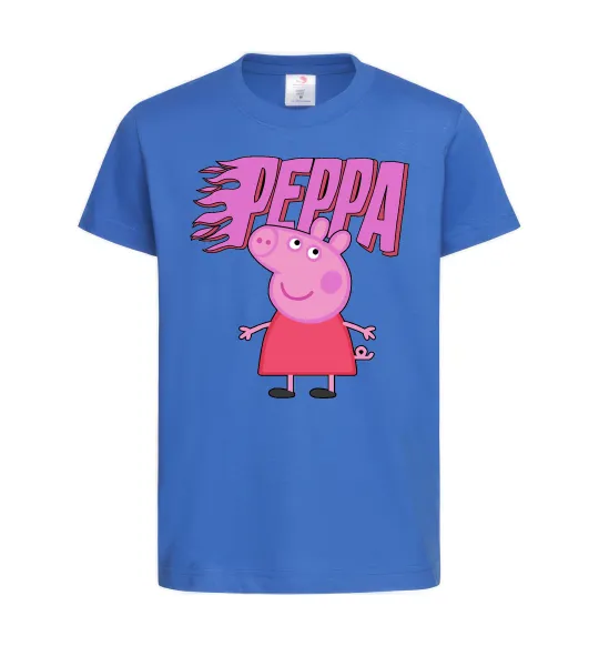 Детская футболка Peppa вогняний напис, колір - яскраво-синій, розмір - XL Ярко-синий фото