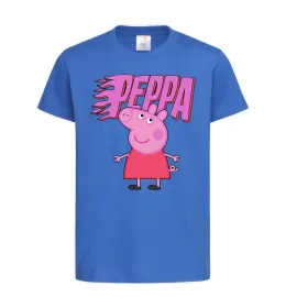 Детская футболка Peppa вогняний напис, колір - яскраво-синій, розмір - XL Ярко-синий фото