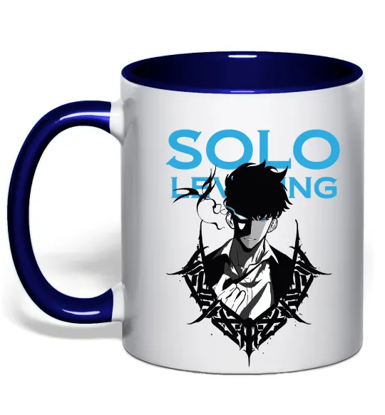 Чашка з кольоровою ручкою Solo leveling Глибокий темно-синій фото