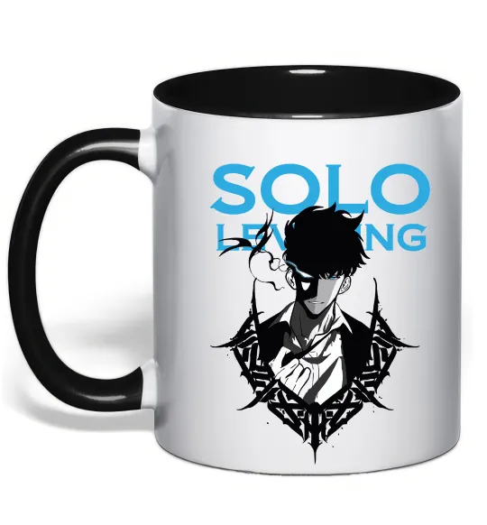 Чашка з кольоровою ручкою Solo leveling Чорний фото