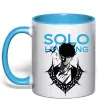 Чашка з кольоровою ручкою Solo leveling Блакитний фото