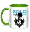 Чашка з кольоровою ручкою Solo leveling Зелений фото