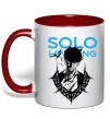 Чашка з кольоровою ручкою Solo leveling Червоний фото
