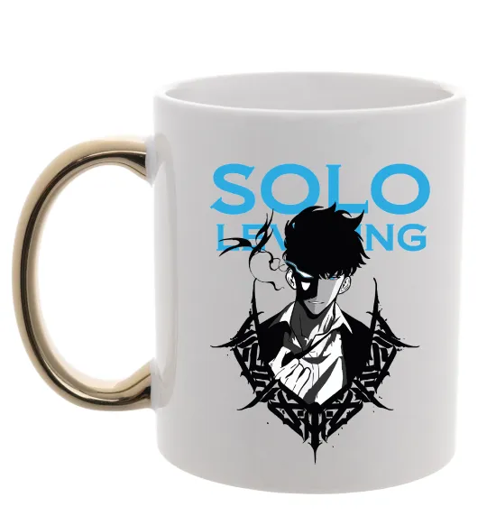 Чашка з кольоровою ручкою Solo leveling Золото фото