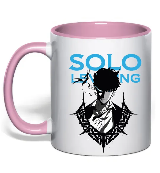 Чашка з кольоровою ручкою Solo leveling Ніжно рожевий фото