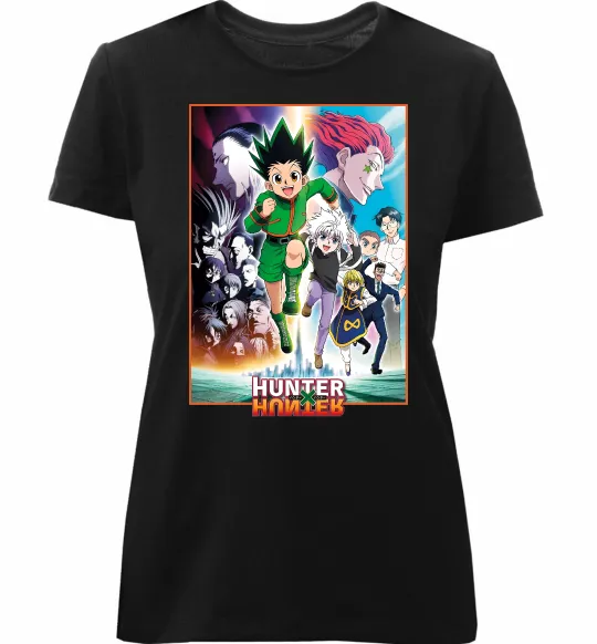 Женская премиум футболка Hunter x hunter постер Черный фото
