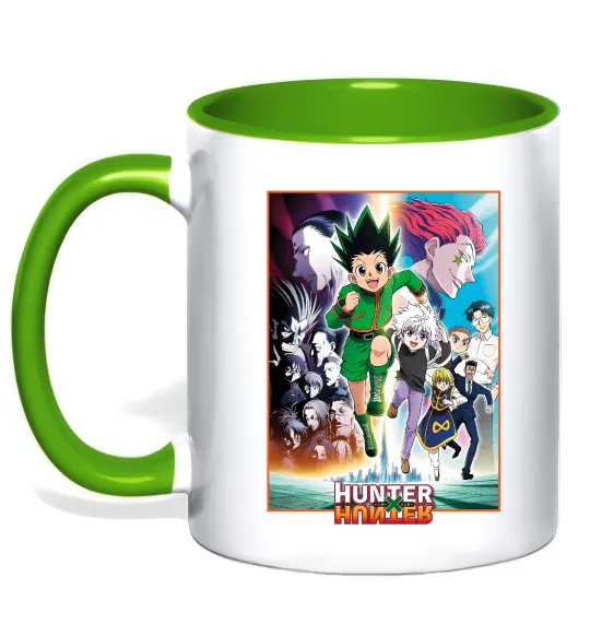 Чашка з кольоровою ручкою Hunter x hunter постер Лаймовий фото