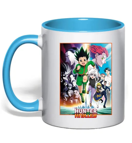 Чашка с цветной ручкой Hunter x hunter постер Голубой фото