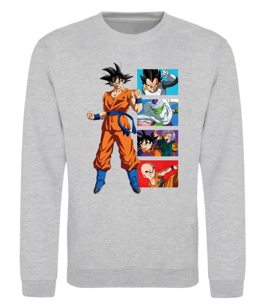 Світшот Dragon ball Goku Сірий меланж фото