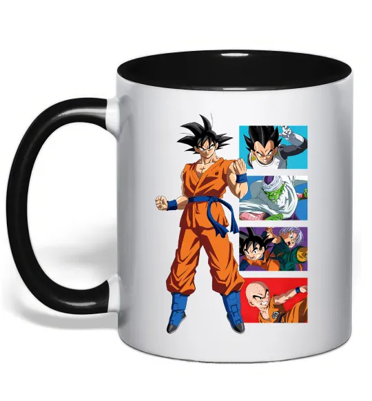 Чашка з кольоровою ручкою Dragon ball Goku Чорний фото