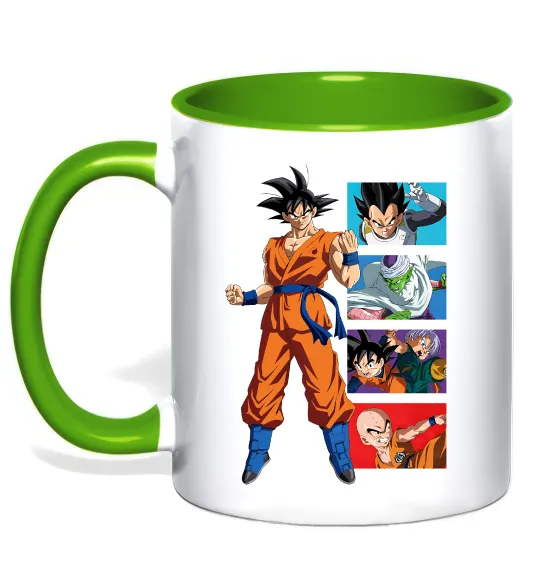 Чашка з кольоровою ручкою Dragon ball Goku Лаймовий фото