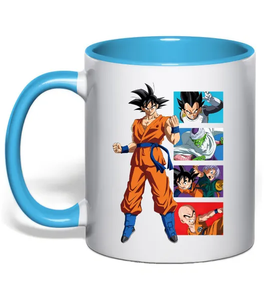 Чашка з кольоровою ручкою Dragon ball Goku Блакитний фото