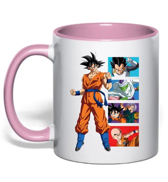 Чашка з кольоровою ручкою Dragon ball Goku Ніжно рожевий фото