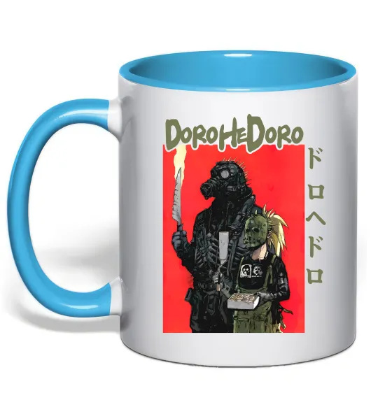 Чашка з кольоровою ручкою Dorohedoro в масках Блакитний фото