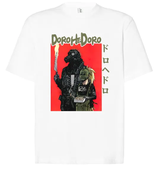 Футболка Оверсайз Dorohedoro в масках Білий фото