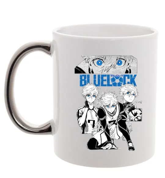 Чашка з кольоровою ручкою Bluelock Срібло фото