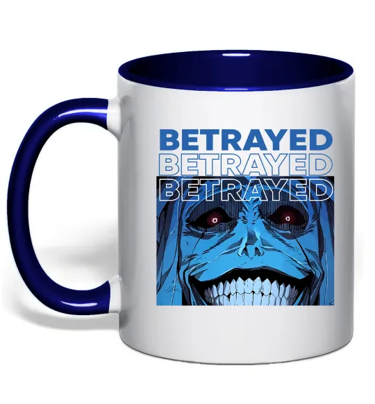 Чашка з кольоровою ручкою Solo leveling Betrayed Глибокий темно-синій фото