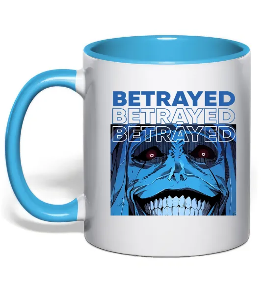 Чашка з кольоровою ручкою Solo leveling Betrayed Блакитний фото