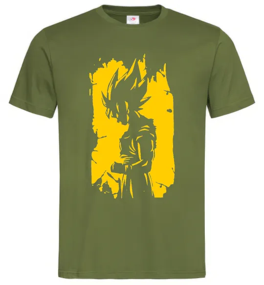 Чоловіча футболка Goku art Оливковий фото