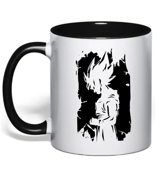 Чашка з кольоровою ручкою Goku art Чорний фото