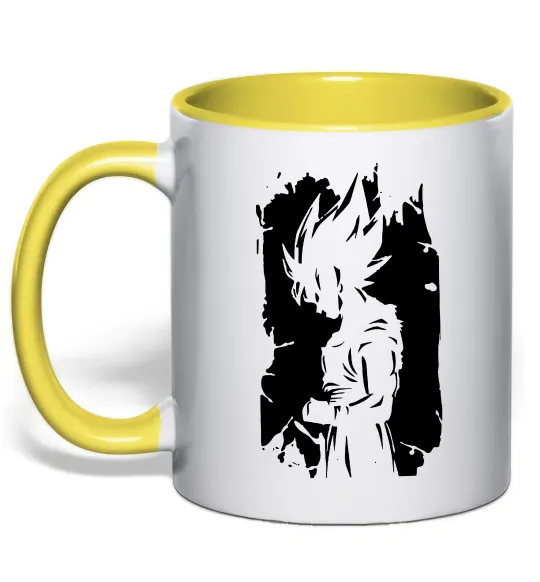 Чашка з кольоровою ручкою Goku art Лимонний фото