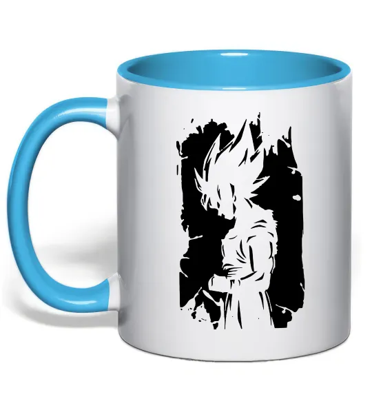 Чашка з кольоровою ручкою Goku art Блакитний фото