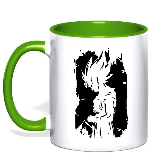 Чашка з кольоровою ручкою Goku art Зелений фото
