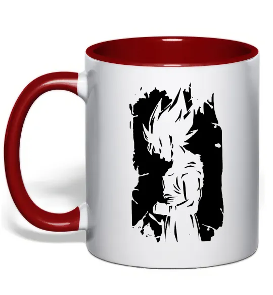 Чашка з кольоровою ручкою Goku art Червоний фото