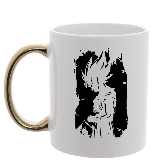 Чашка з кольоровою ручкою Goku art Золото фото