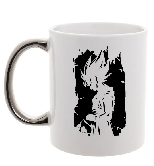 Чашка з кольоровою ручкою Goku art Срібло фото