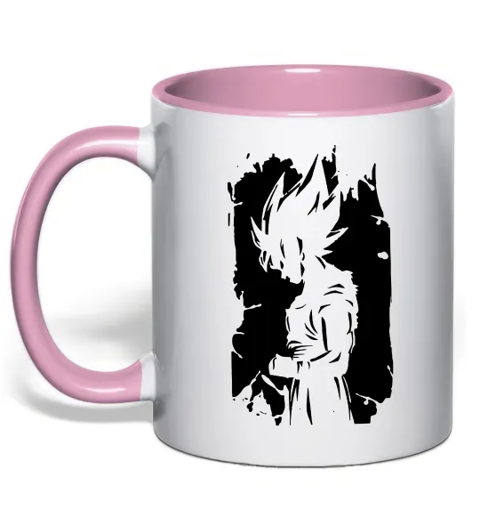 Чашка з кольоровою ручкою Goku art Ніжно рожевий фото