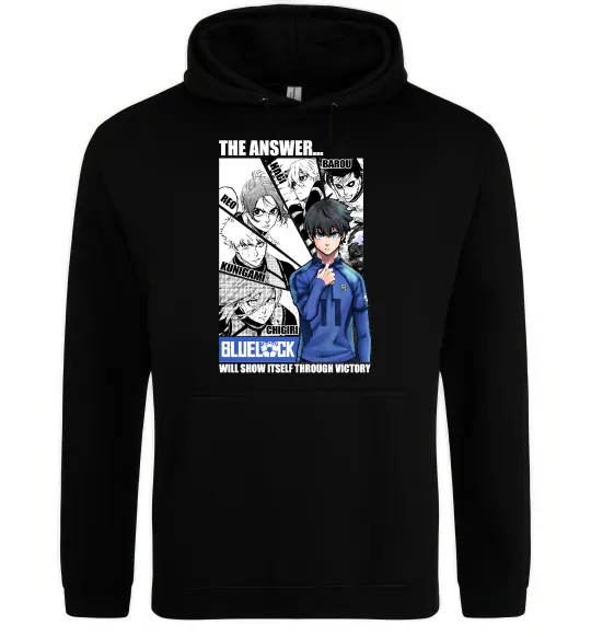 Чоловіча толстовка (худі) Blue Lock the answer Чорний фото