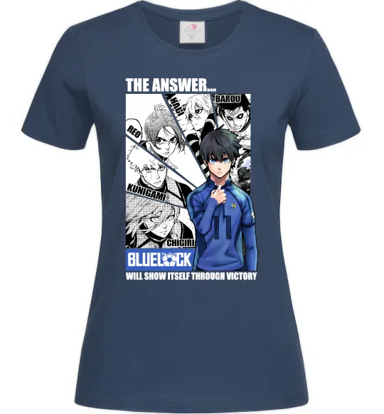 Жіноча футболка Blue Lock the answer Темно-синій фото